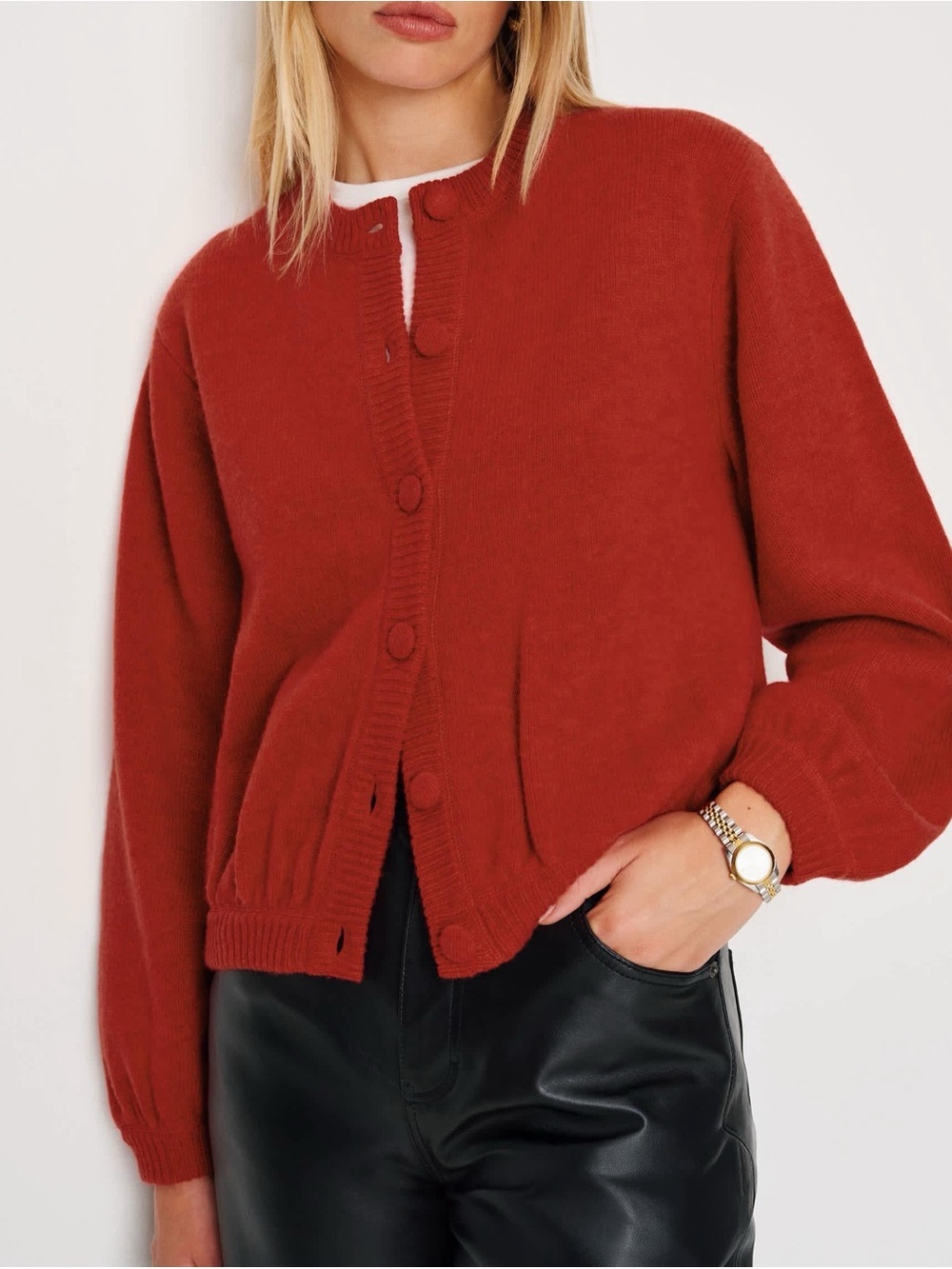 Nwt Reformation Cobel Wool Cardigan Sweater Cherry Red Small